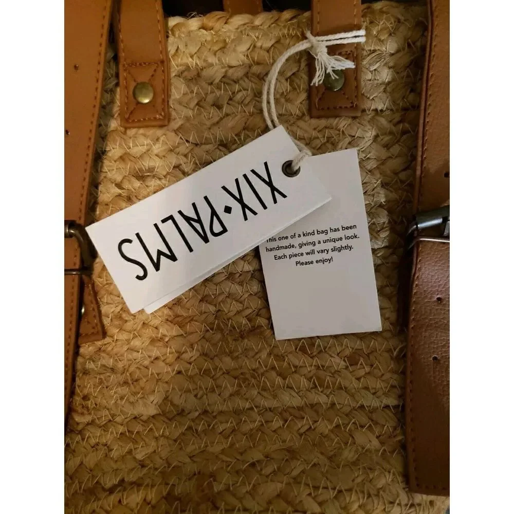 Xix Palms The Shorebreak Picnic‎ Hemp Straw Bag Backpack